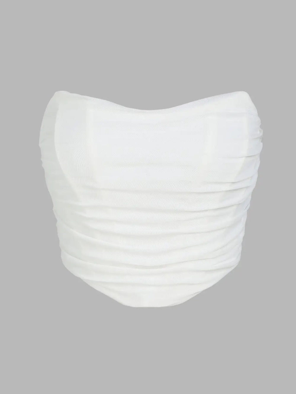White Ruched Strapless Top